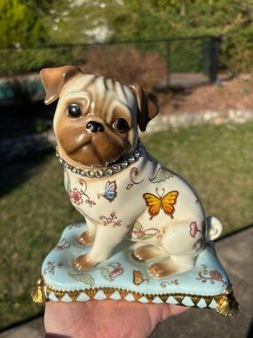 Jeweled Princess Pug Decorative Butterfly Figurine - RARE ~